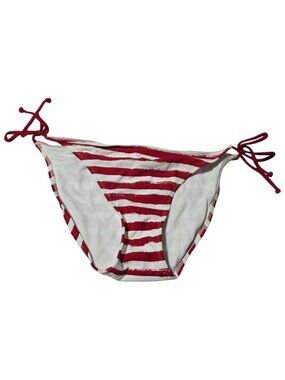 Xhilaration Striped Bikini Bottom Size XL Red White Adjustable Side Tie Swimwear